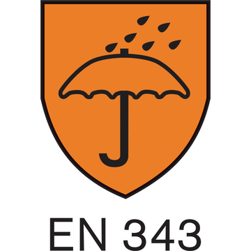 Entspricht DIN EN 343 - Schutzkleidung gegen Regen